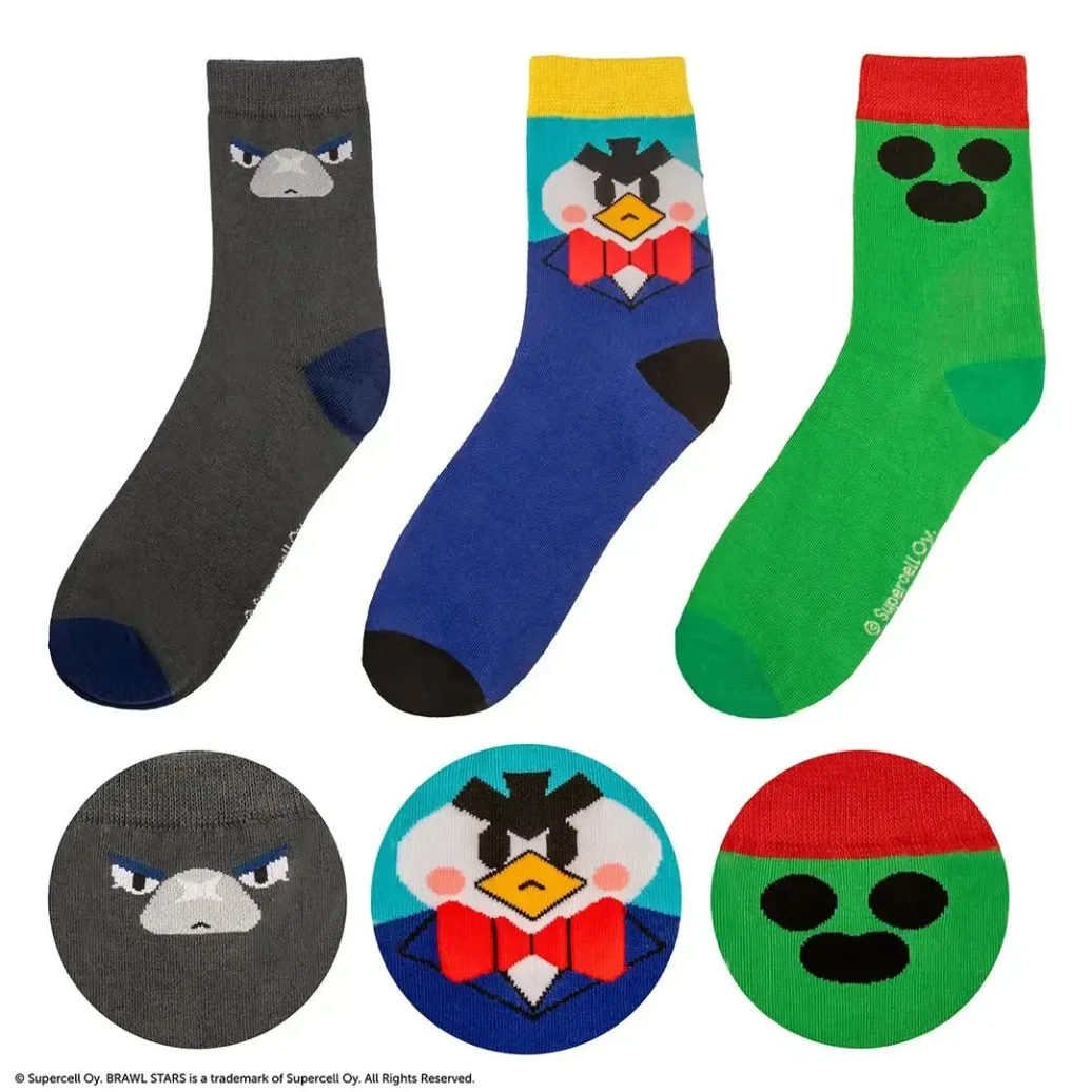 Socken Set: Brawl Stars Spike, Crow & Mr. P (3 Paar)