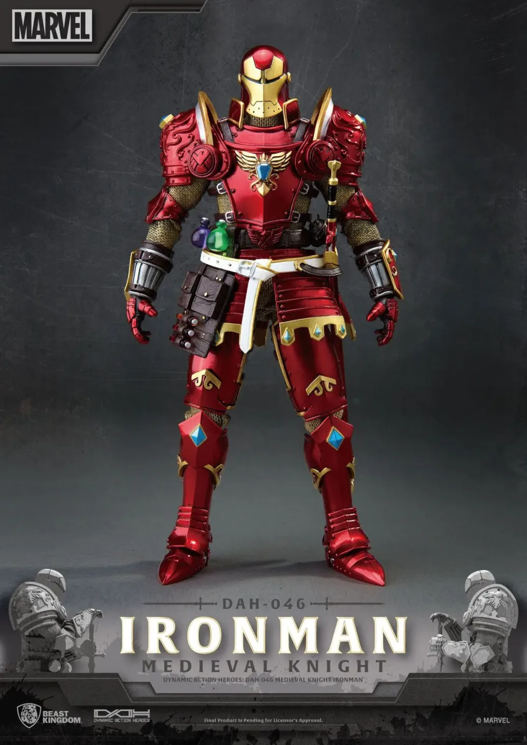 Marvel Dynamic 8ction Heroes Actionfigur 1/9 Medieval Knight Iron Man 20 cm