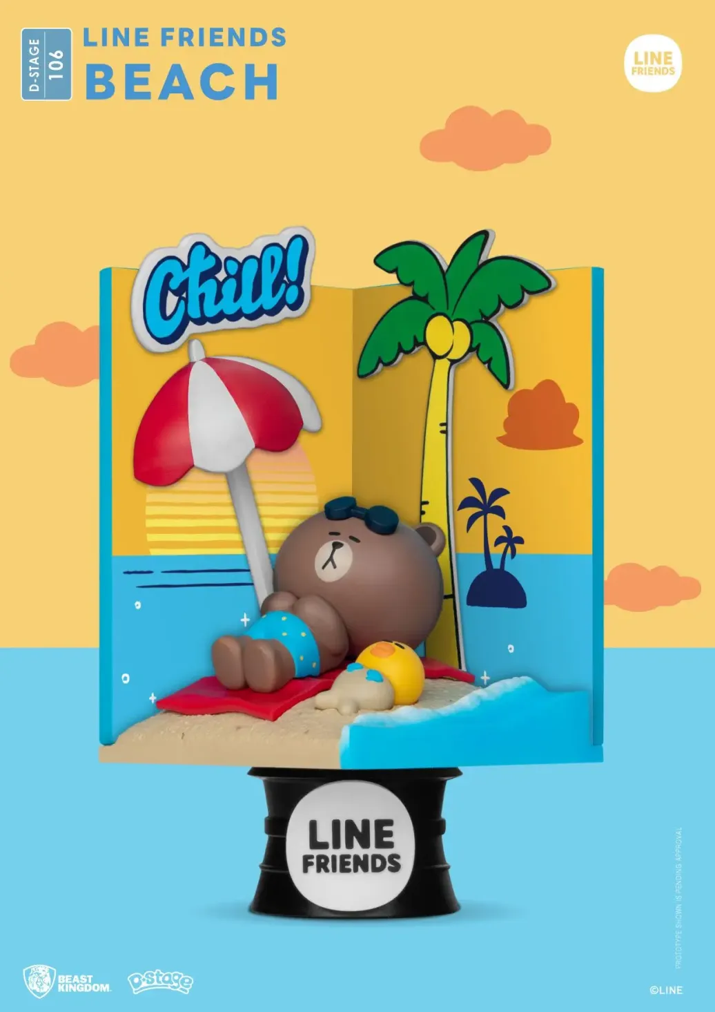 Line Friends D-Stage PVC Diorama Beach Closed Box Version 16 cm