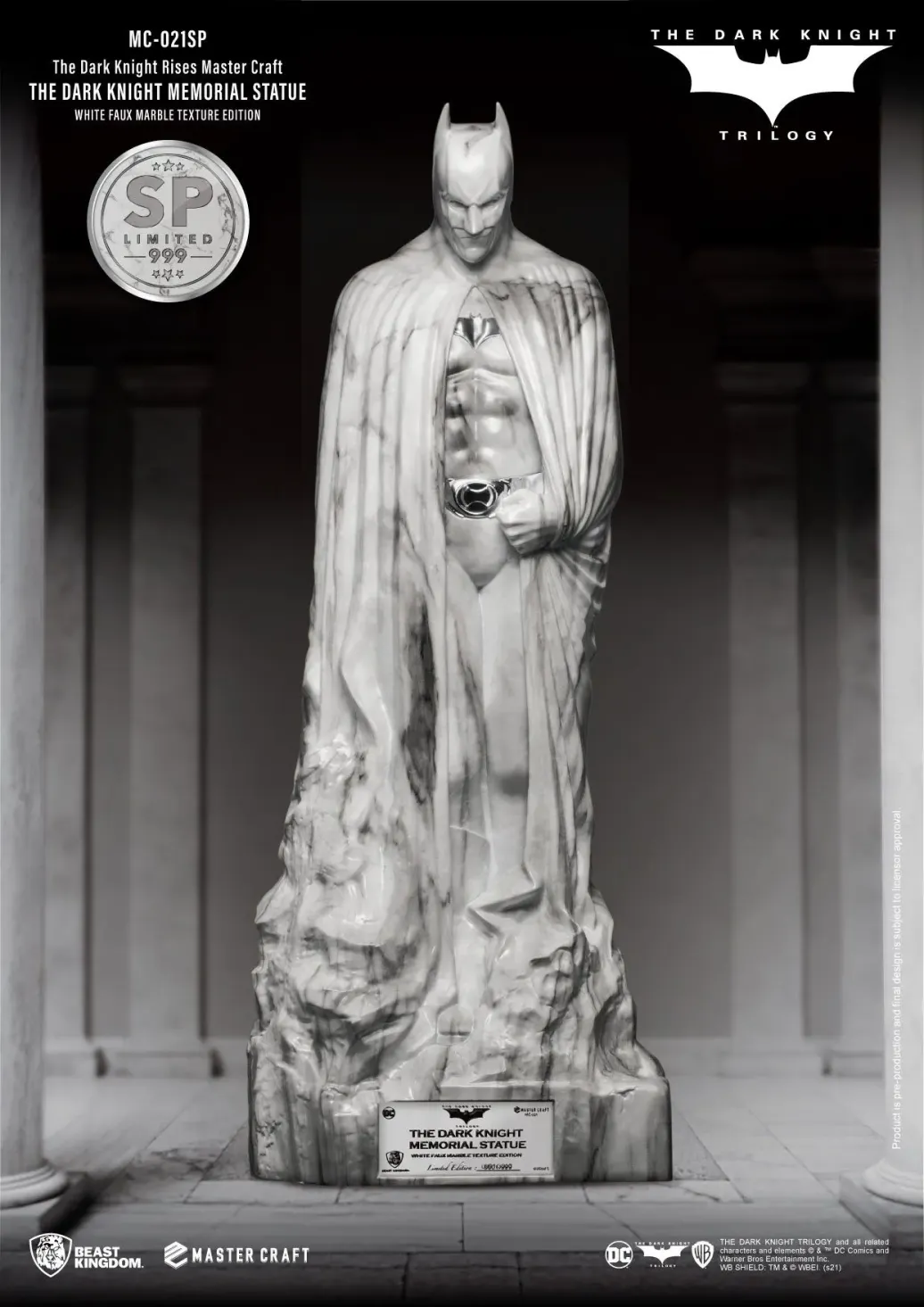 The Dark Knight Rises Master Craft Statue Memorial Batman White Faux Marble Texture