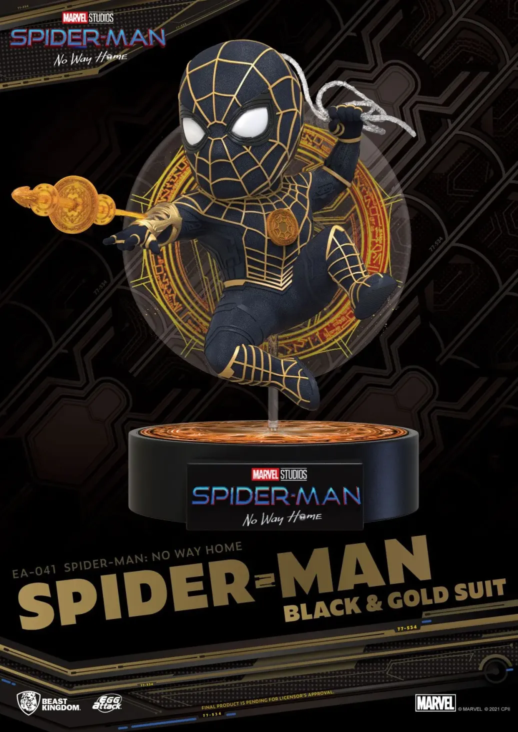 Spider-Man: No Way Home Egg Attack Figur Spider-Man Black & Gold Suit 18 cm
