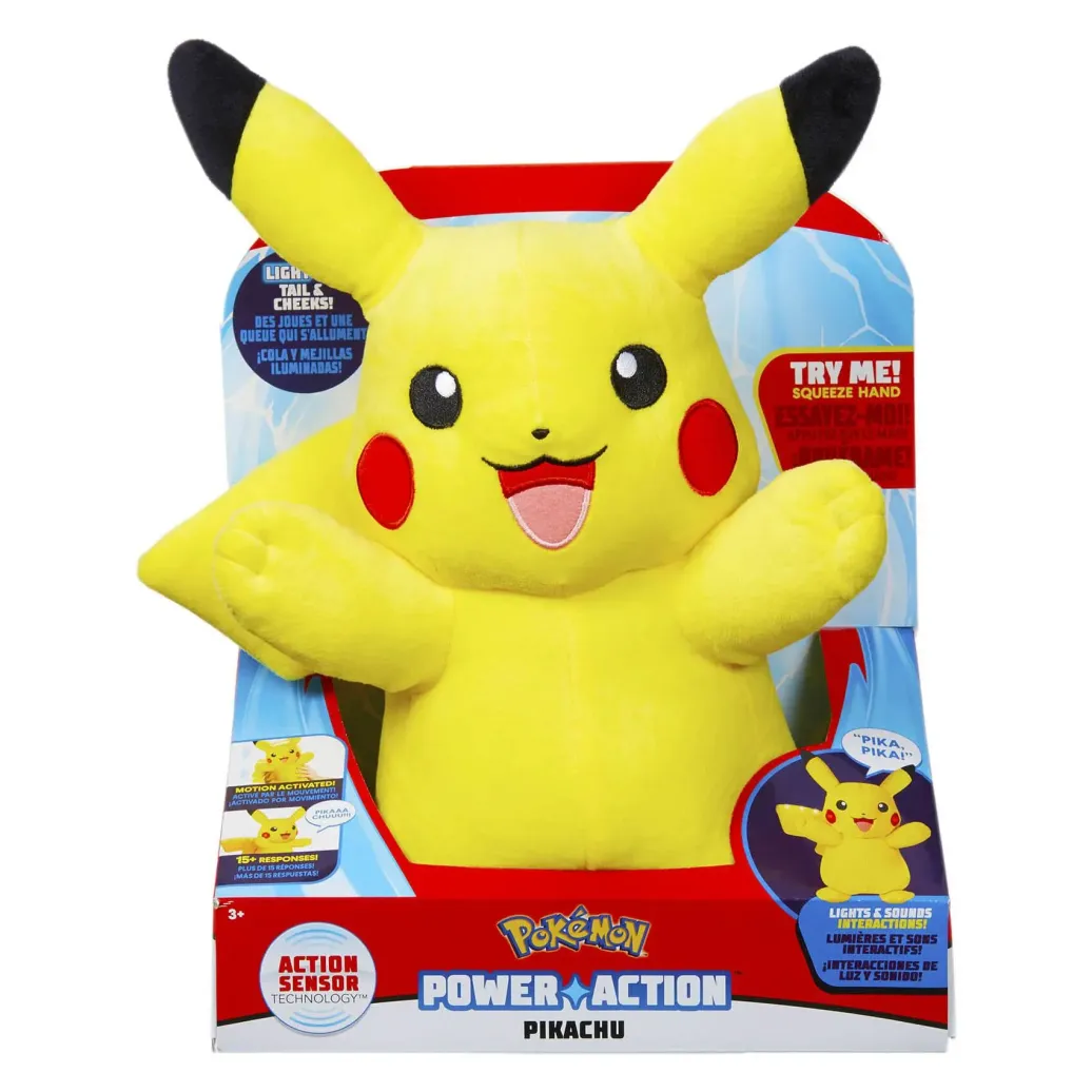 Pokémon Pikachu Power Action Plüschfigur mit Sound & Leuchtfunktion 25 cm