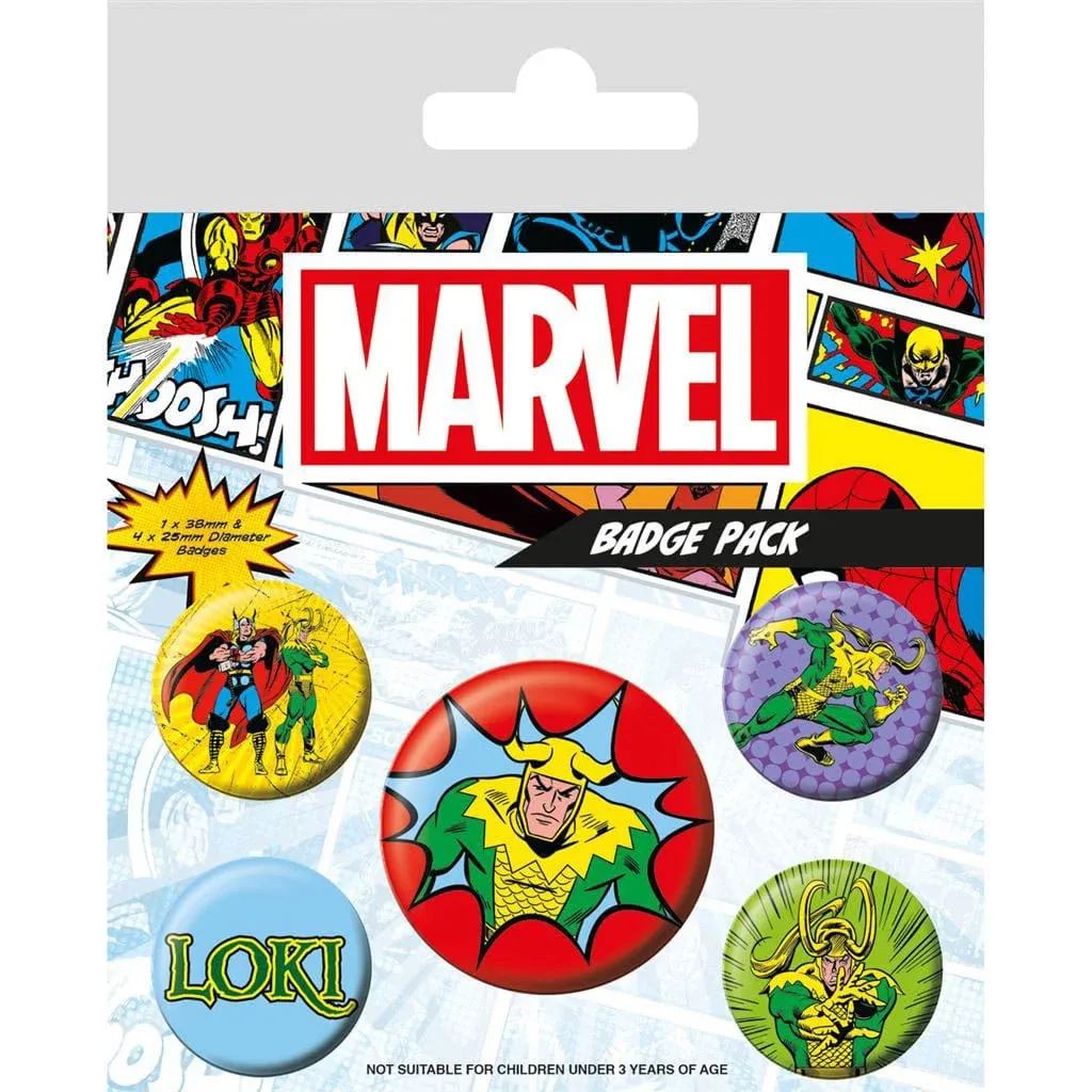 Marvel Ansteck-Buttons 5er-Pack Loki Comic 