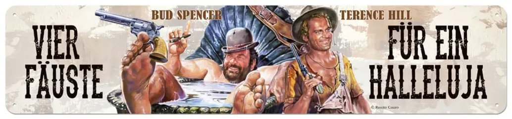 Bud Spencer & Terence Hill Blechschild Vier Fäuste für ein Halleluja 46 x 10 cm
