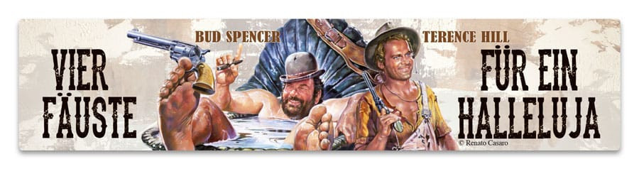 Bud Spencer & Terence Hill Blechschild mit Magnet Vier Fäuste für ein Halleluja 16 x 3,5 cm