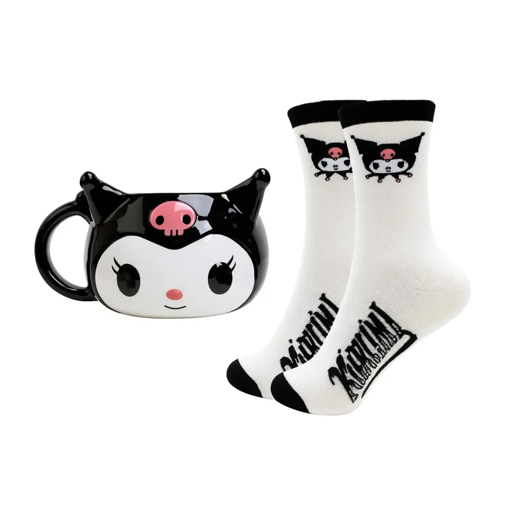 Sanrio Set 3D Tasse und Socken Kuromi