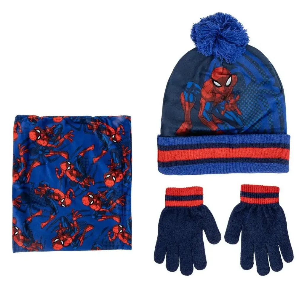 Marvel 3er-Set Beanie, Schlauchtuch Snood & Handschuhe Spider-Man