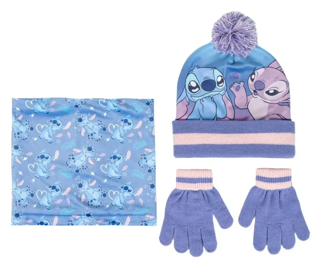 Lilo & Stitch 3er-Set Beanie, Schlauchtuch Snood & Handschuhe Stitch