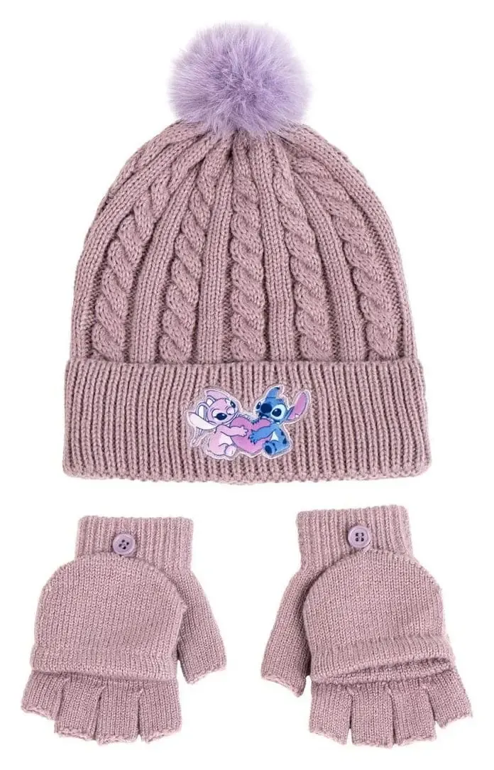 Lilo & Stitch 2er-Set Beanie & Handschuhe Rosa