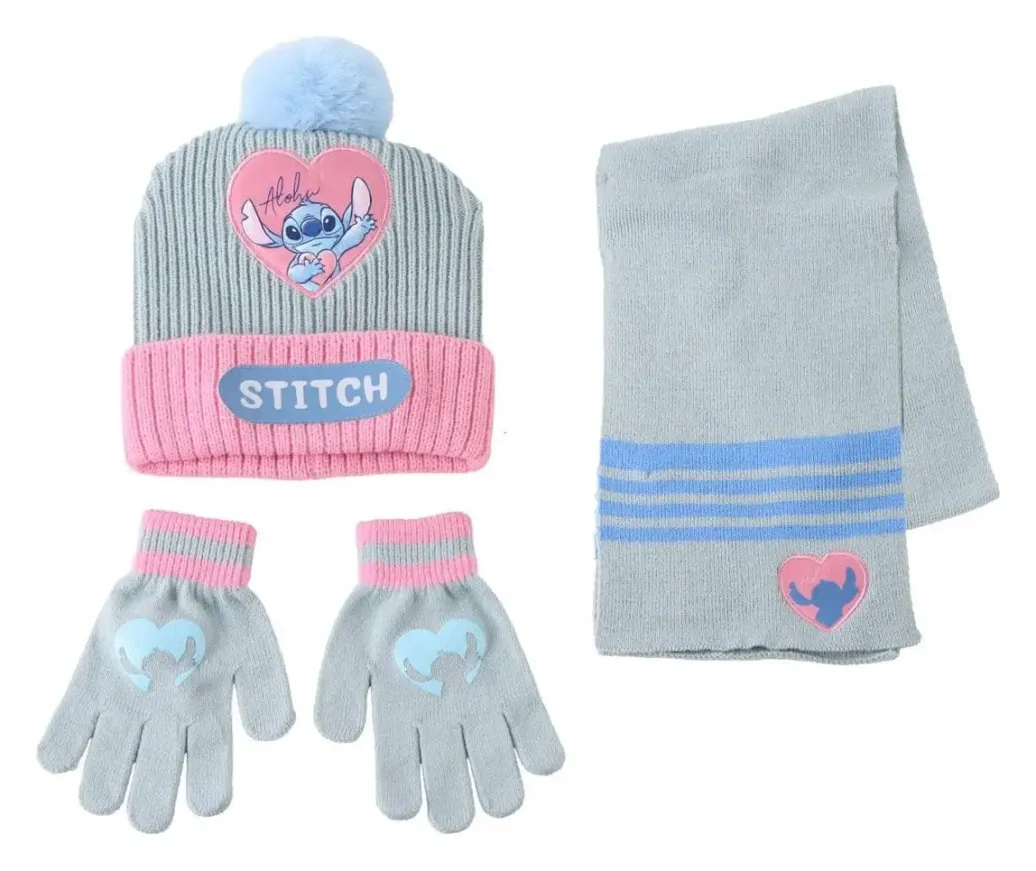 Lilo & Stitch 3er-Set Beanie, Schal & Handschuhe