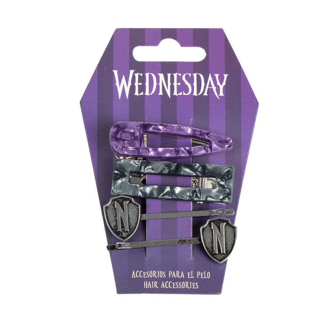 Wednesday Haarschmuck 4er-Pack Pruple & Black