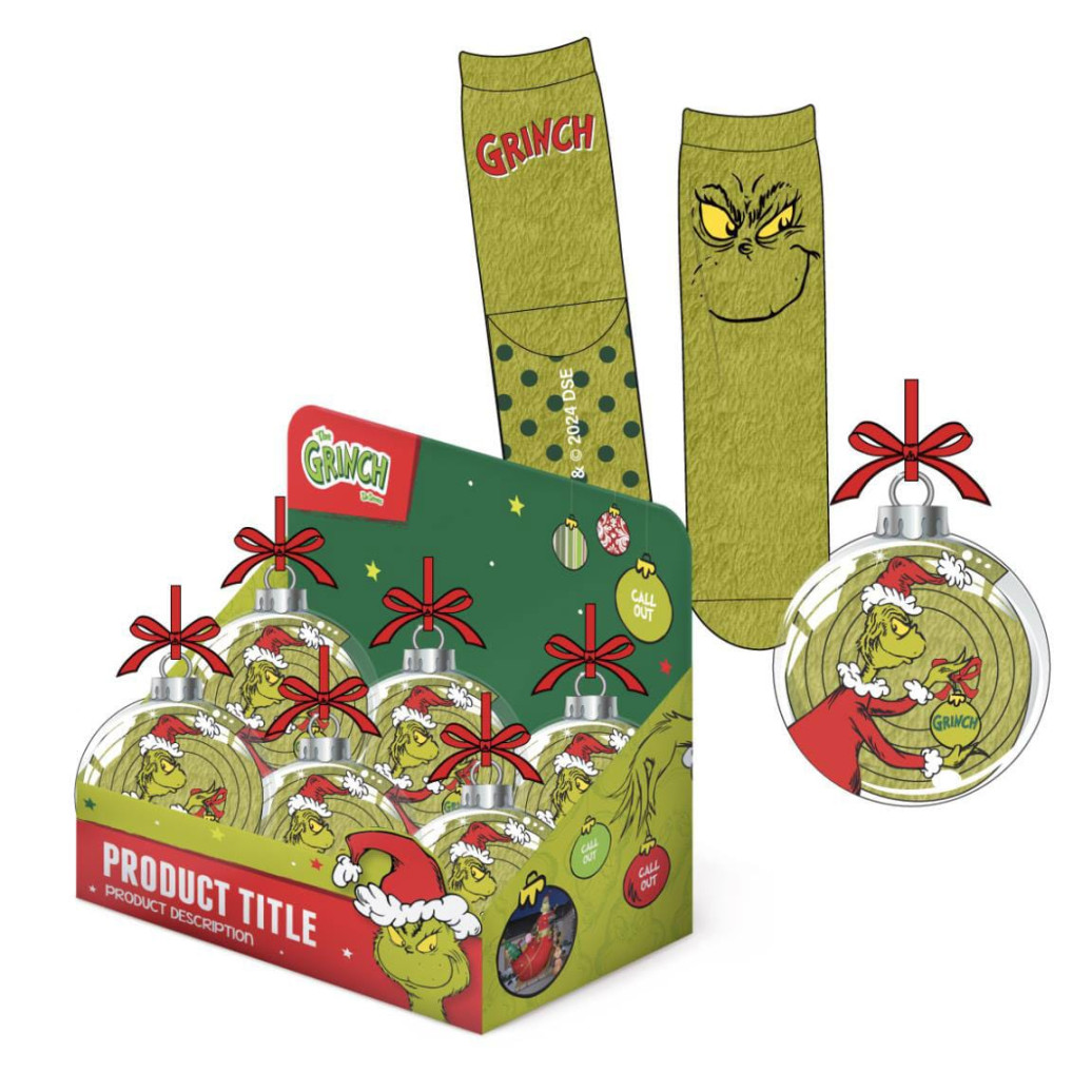 Der Grinch Christbaumschmuck mit Anti-Rutsch Socken 38-45