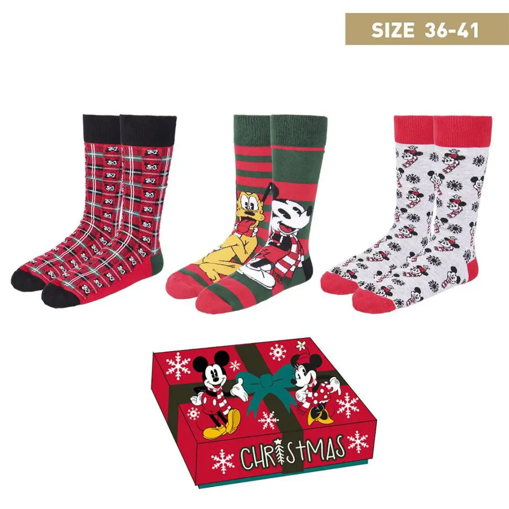 Disney Socken 3er-Pack Mickey Christmas Collection 36-41
