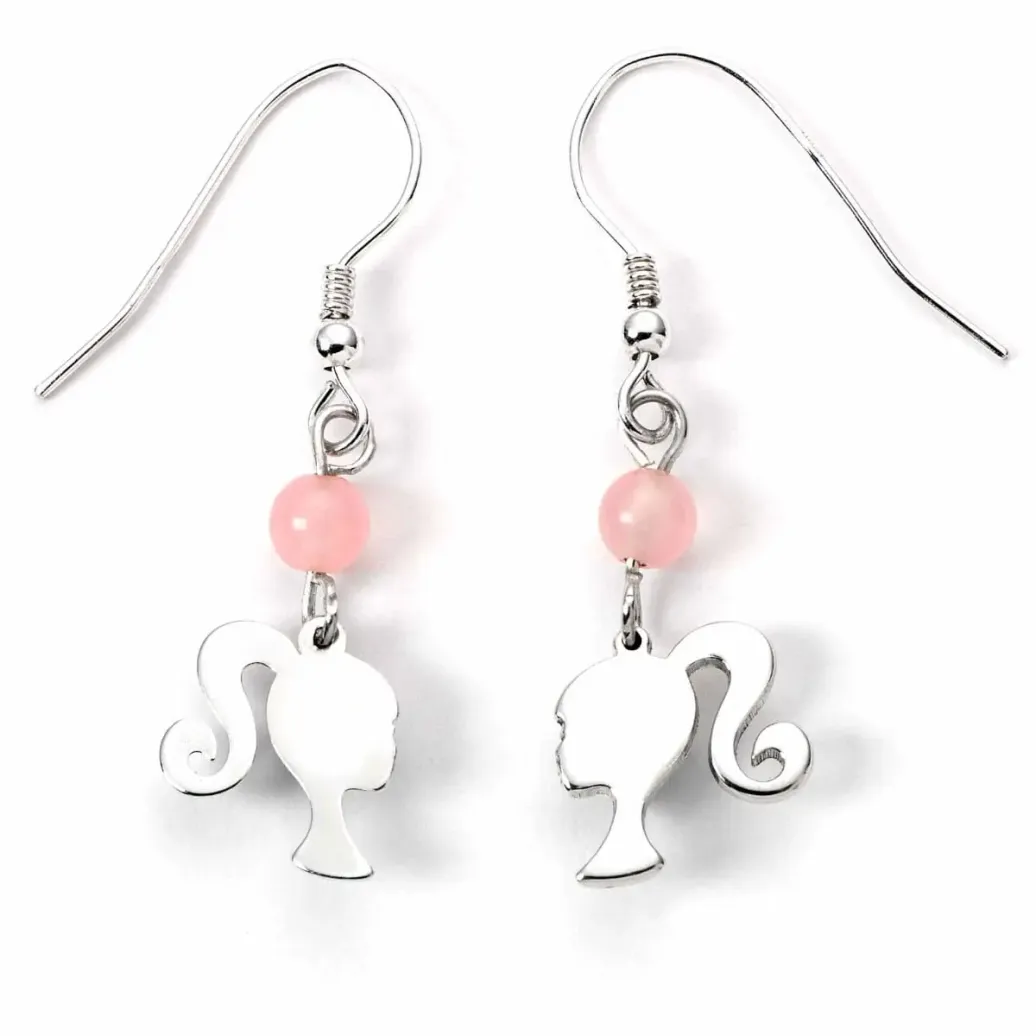 Barbie Drop Ohrringe Silhouette & Rose Quartz (Sterling Silber)