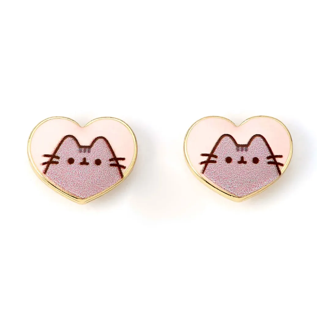 Pusheen Stud Ohrringe Pink and Gold Heart