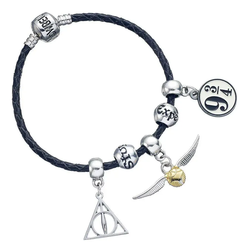 Harry Potter Leder-Armband Anhänger Set Heiligtümer/Schnatz/Platform 9 3/4/2 Spruchperlen