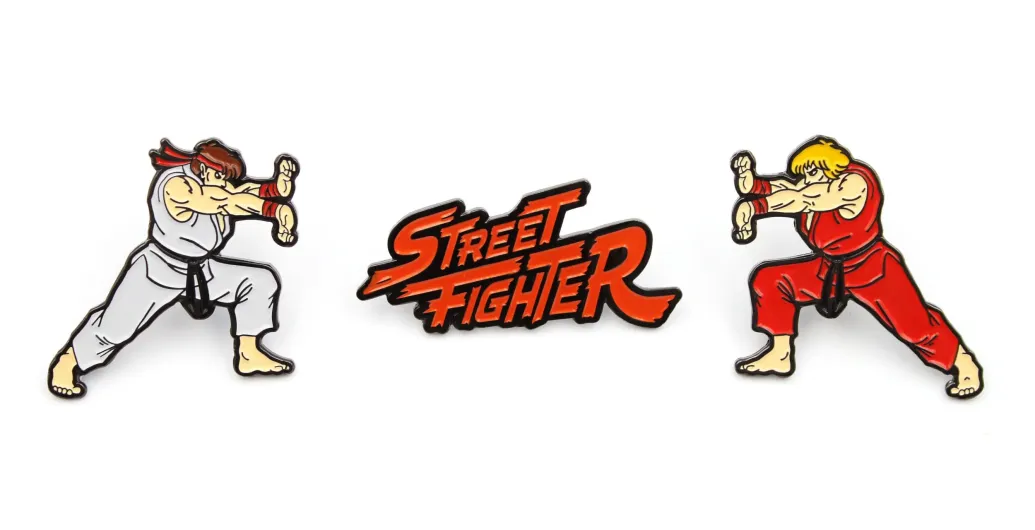 Street Fighter Ansteck-Pin 3er-Pack Ken, Ryu & Logo