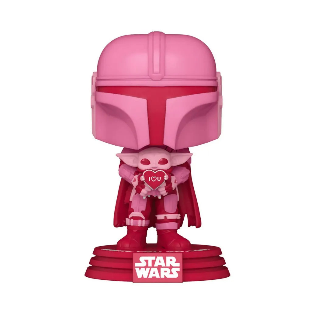 Star Wars Valentines POP! Star Wars Vinyl Figur Mando w/Grogu 9 cm