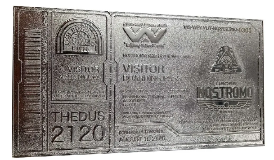 Alien Replik Nostromo Ticket Limited Edition (versilbert)
