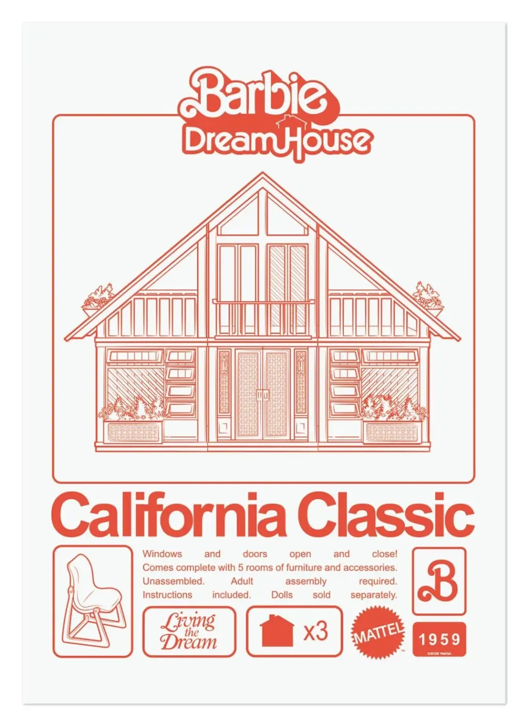Barbie Kunstdruck California Classic DreamHouse Limited Edition