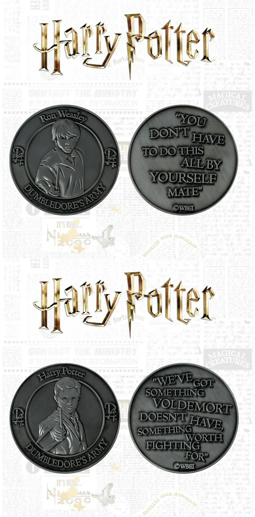 Harry Potter Sammelmünzen Doppelpack Dumbledore's Army: Harry & Ron Limited Edition