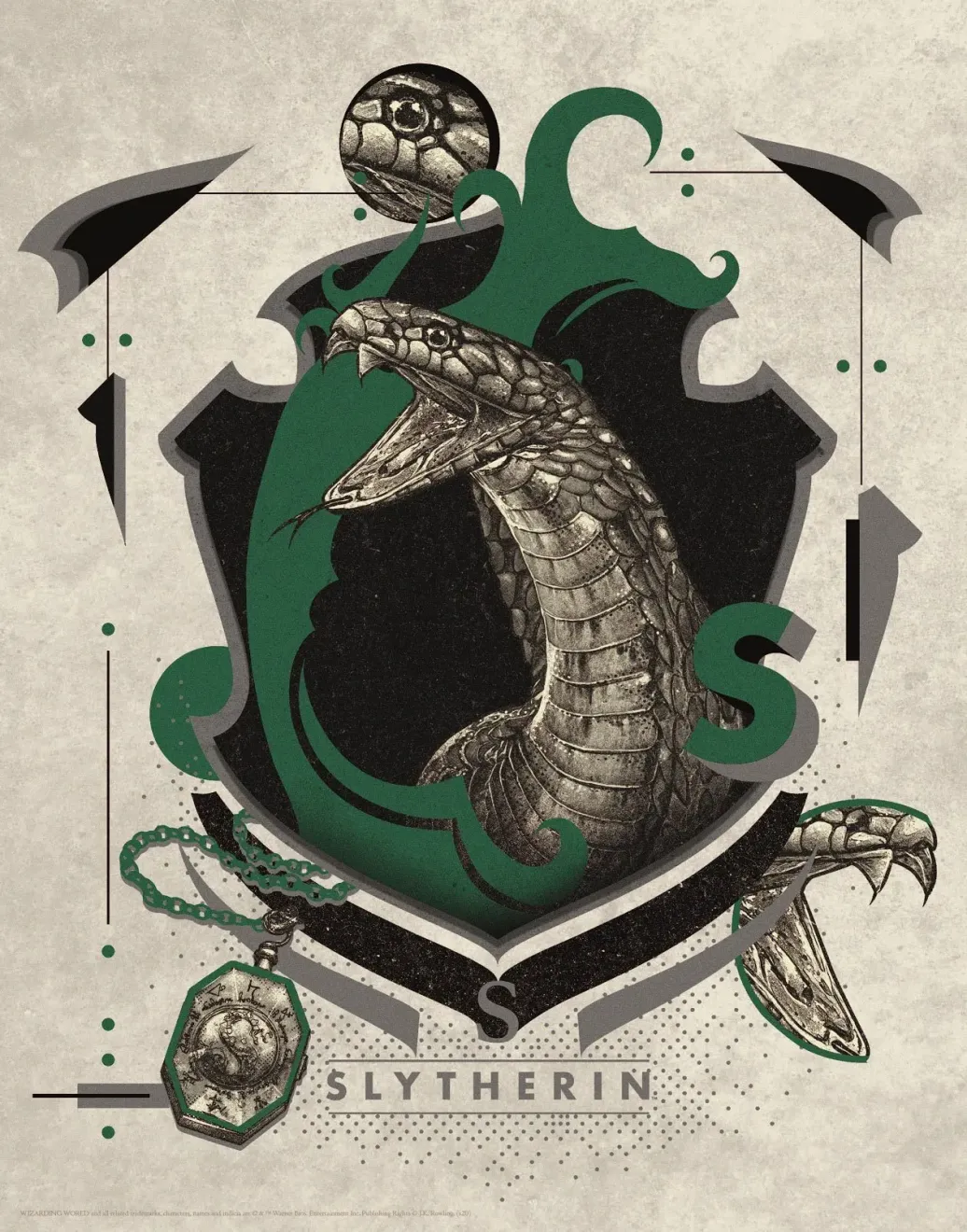 Harry Potter Kunstdruck Slytherin 36 x 28 cm
