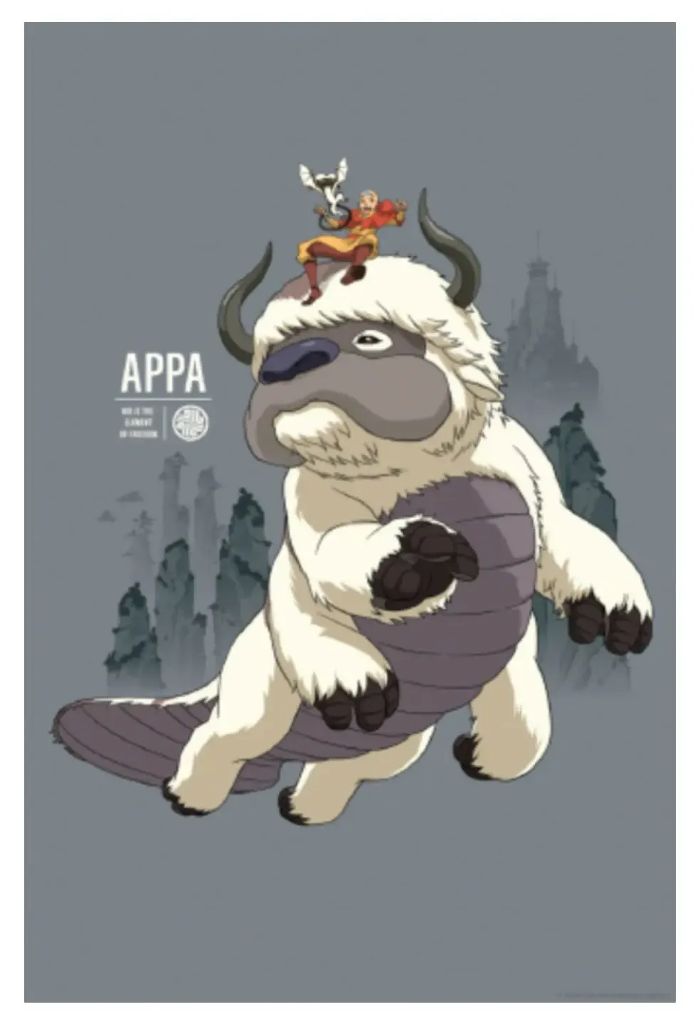 Avatar Der Herr der Elemente Kunstdruck Appa & Aang Limited Edition 42 x 30 cm