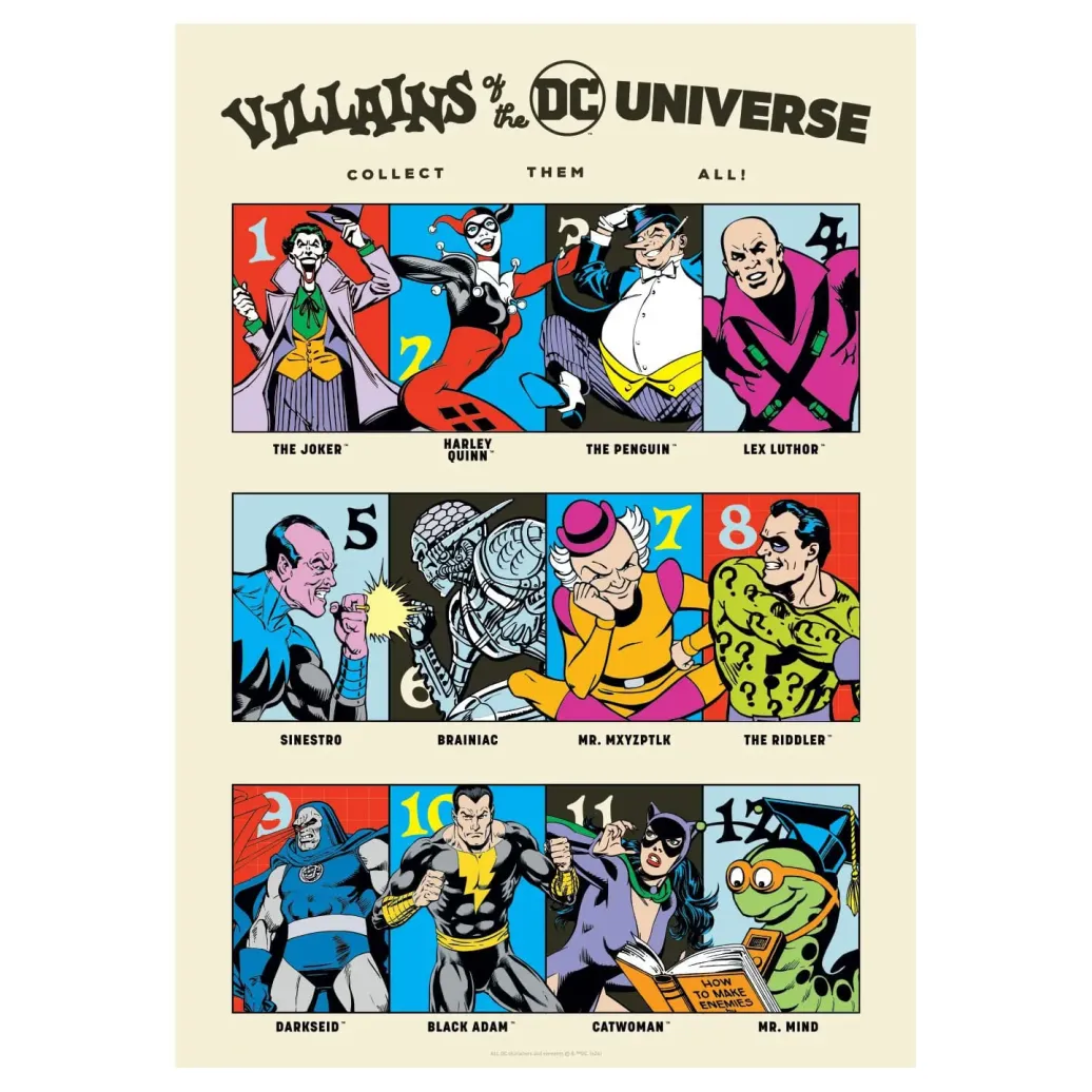 DC Comis Kunstdruck 90th Anniversary Villains Limited Edition 42 x 30 cm