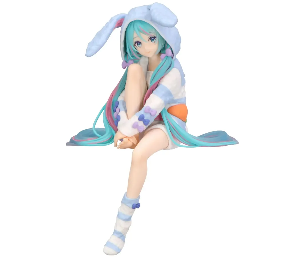 Hatsune Miku Noodle Stopper PVC Statue Hatsune Miku Rabbit Ear Hood Pajama Blue Color Ver. 14 cm