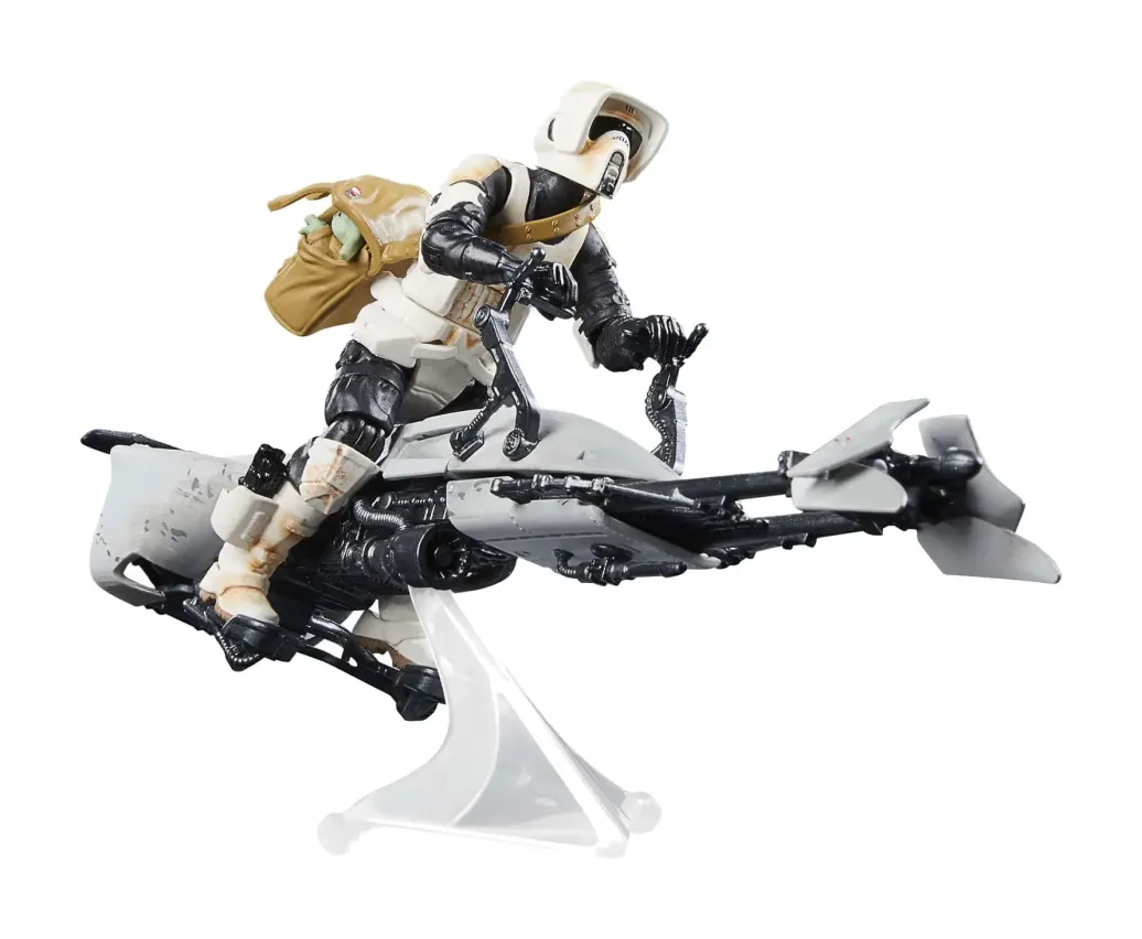 Star Wars: The Mandalorian Vintage Collection Fahrzeug mit Figuren Speeder Bike with Scout Trooper & Grogu