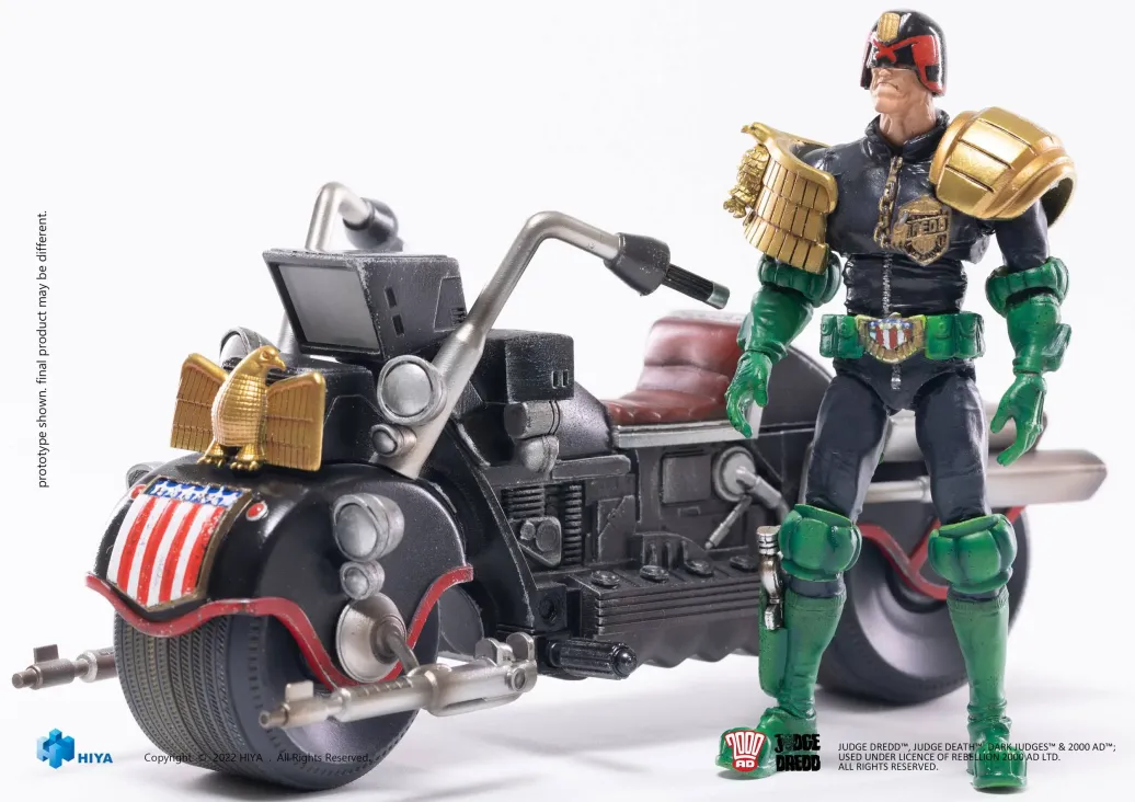 2000 AD Exquisite Mini Actionfigur 1/18 Judge Dredd & Lawmaster MK 2 Set 10 cm