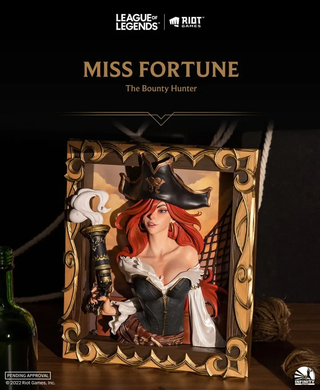 League of Legends The Bounty Hunter-Miss Fortune 3D Bilderrahmen Statue