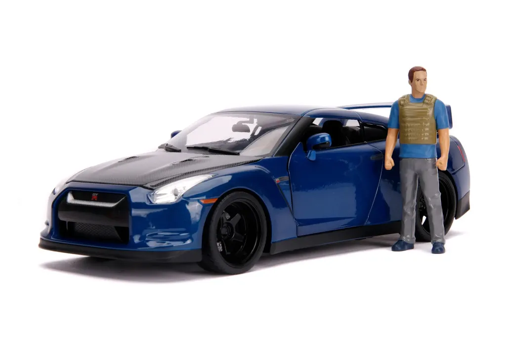 The Fast and Furious Diecast Modell Hollywood Rides 1/18 2009 Nissan Skyline GT-R R35 mit Brian Figur