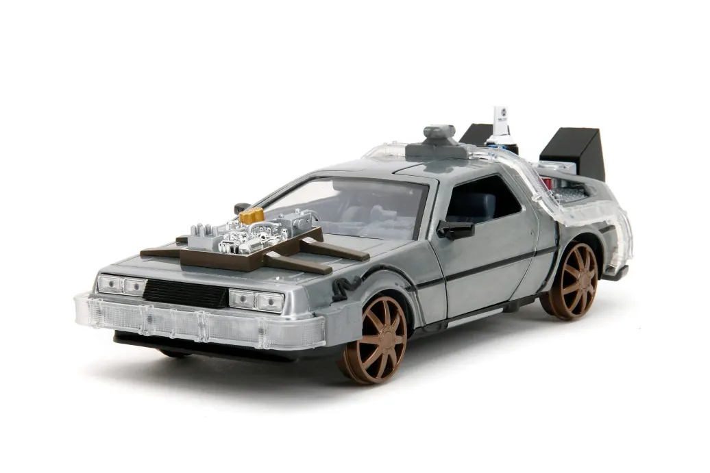 Zurück in die Zukunft III Hollywood Rides Diecast Modell 1/24 DeLorean Time Machine Railroad Wheels