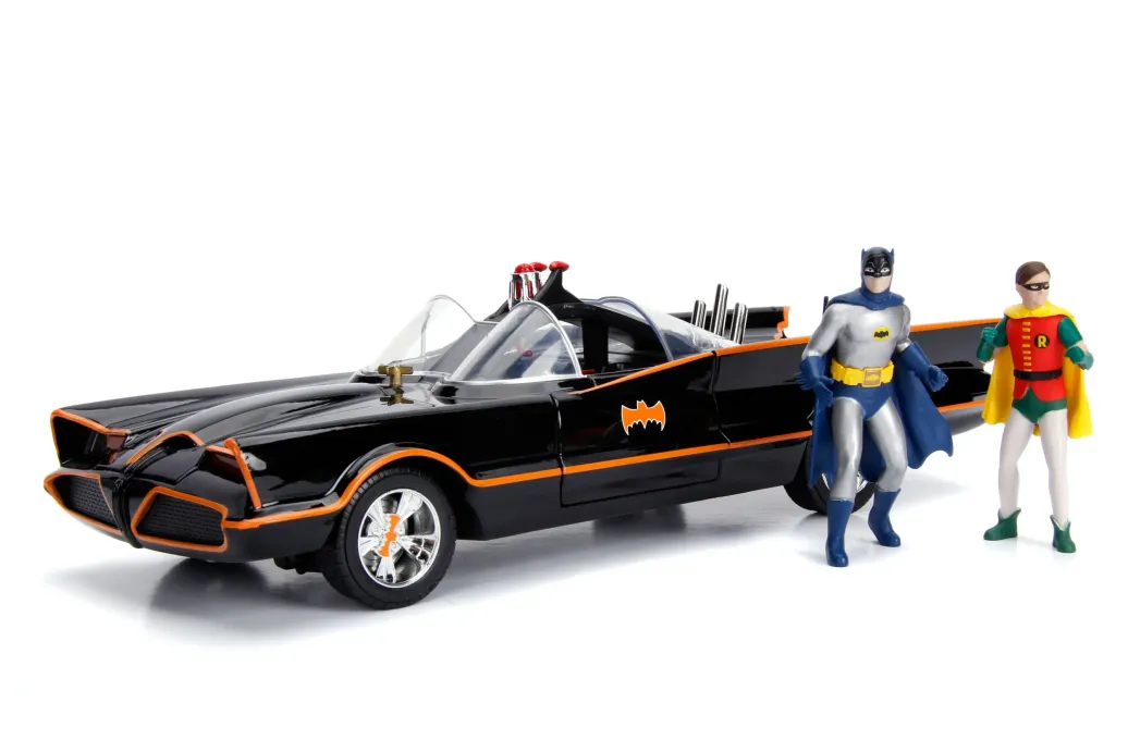 Batman 1966 Batmobil 1/18 Modellauto mit Leuchtfunktionen und Figuren