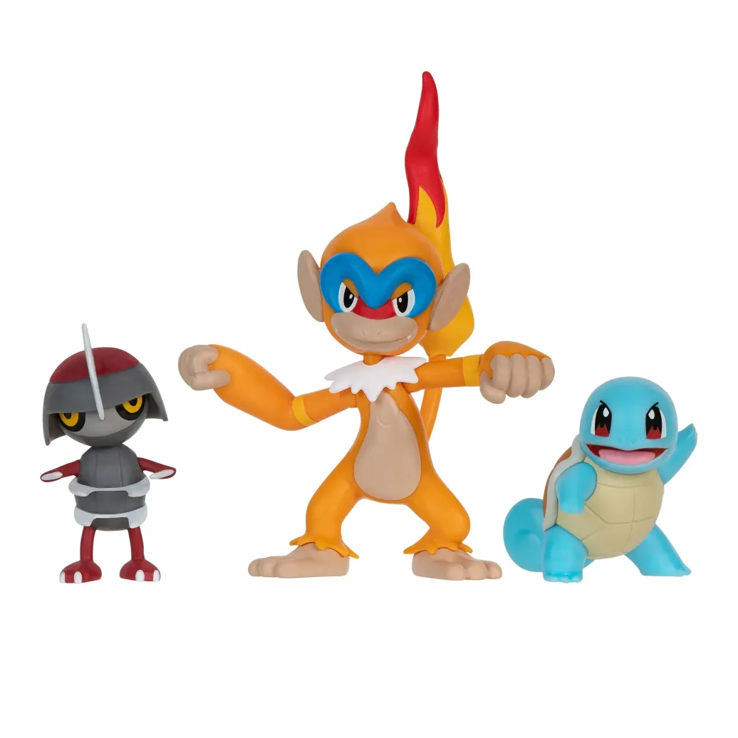 Pokémon Battle Figure Set Figuren 3er-Pack Gladiantri, Schiggy #1, Panpyro 5 cm