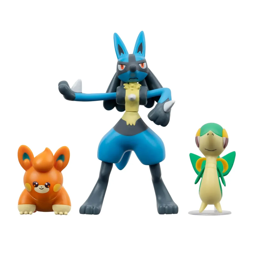 Pokémon Battle Figure Set Figuren 3er-Pack Serpifeu, Pamo, Lucario 5 cm