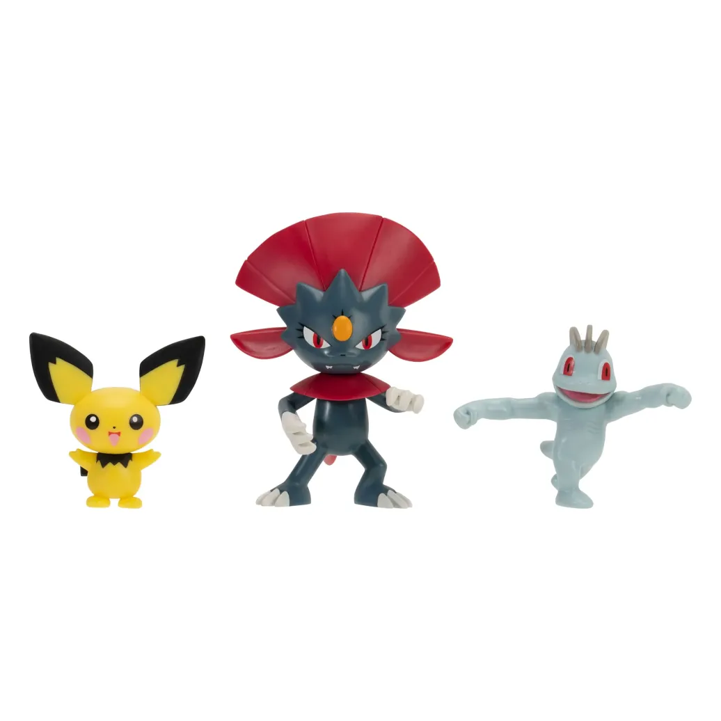 Pokémon First Partner Battle Figure Set Figuren 3er-Pack Pichu, Machollo & Snibunna