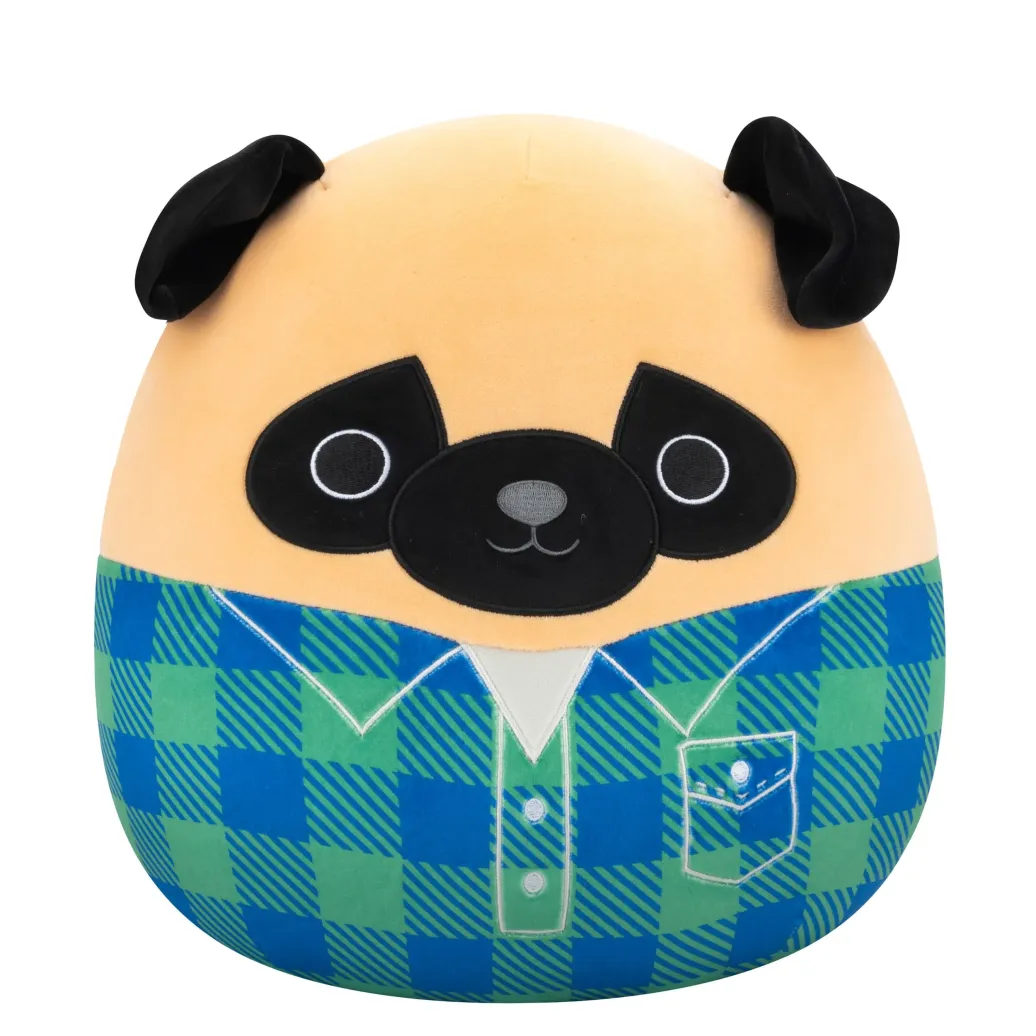 Squishmallows Plüschfigur Brown Pug in Green and Blue Flannel Shirt Prince 30 cm