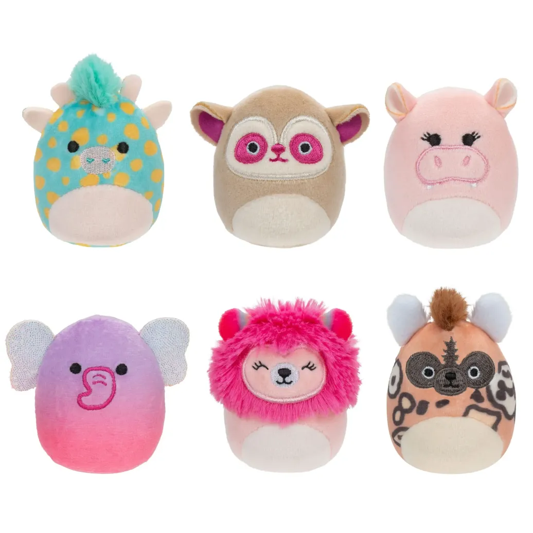 Squishville Mini Squishmallows Plüschfiguren 6er-Pack Safari Squad 5 cm