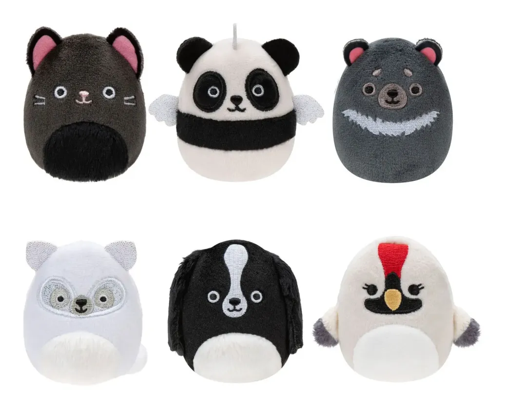 Squishville Mini Squishmallows Plüschfiguren 6er-Pack Black & White Squad 5 cm