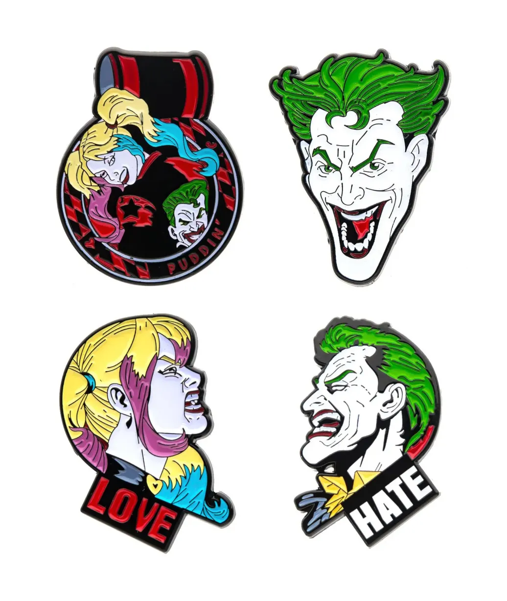 DC Comics Joker & Harley Quinn Ansteck-Pin 4er-Pack