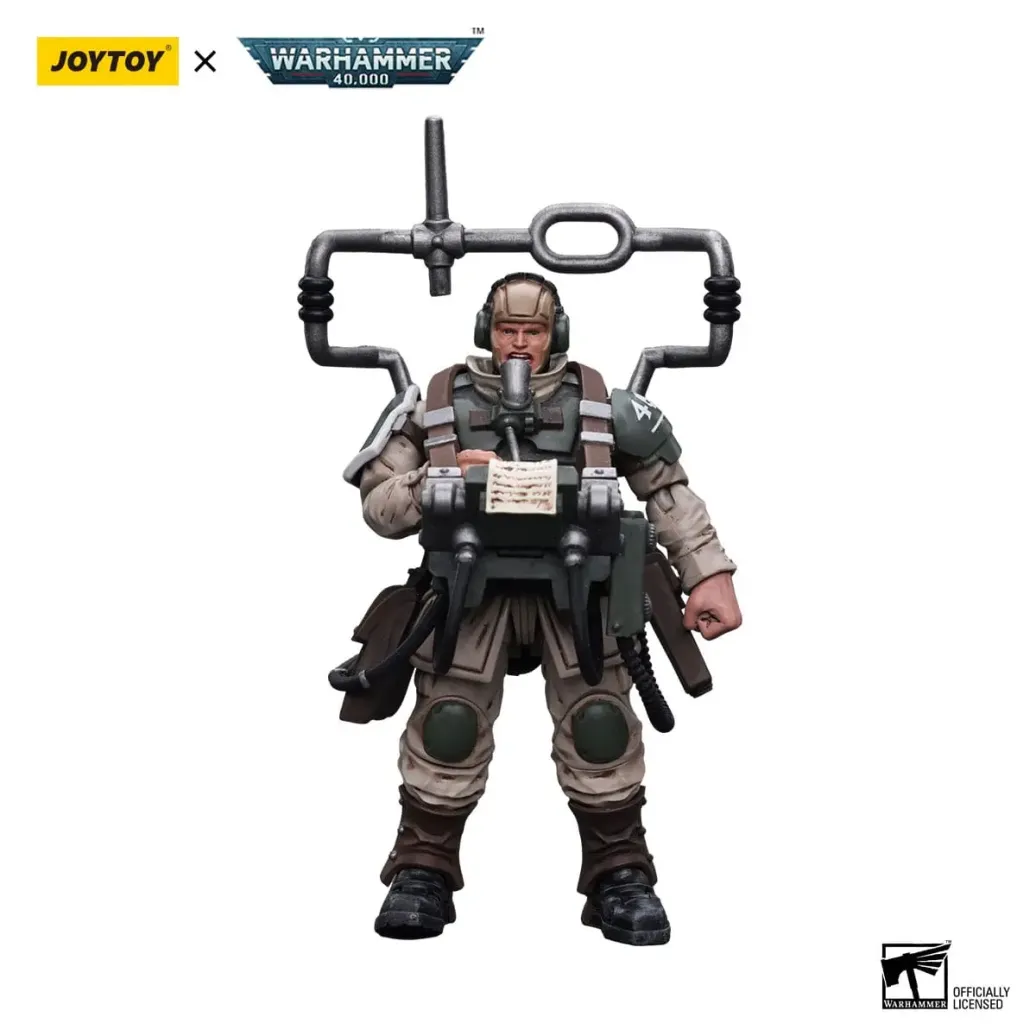 Warhammer 40k Actionfigur 1/18 Astra Militarum Cadian Command Squad Veteran with Master Vox 12 cm