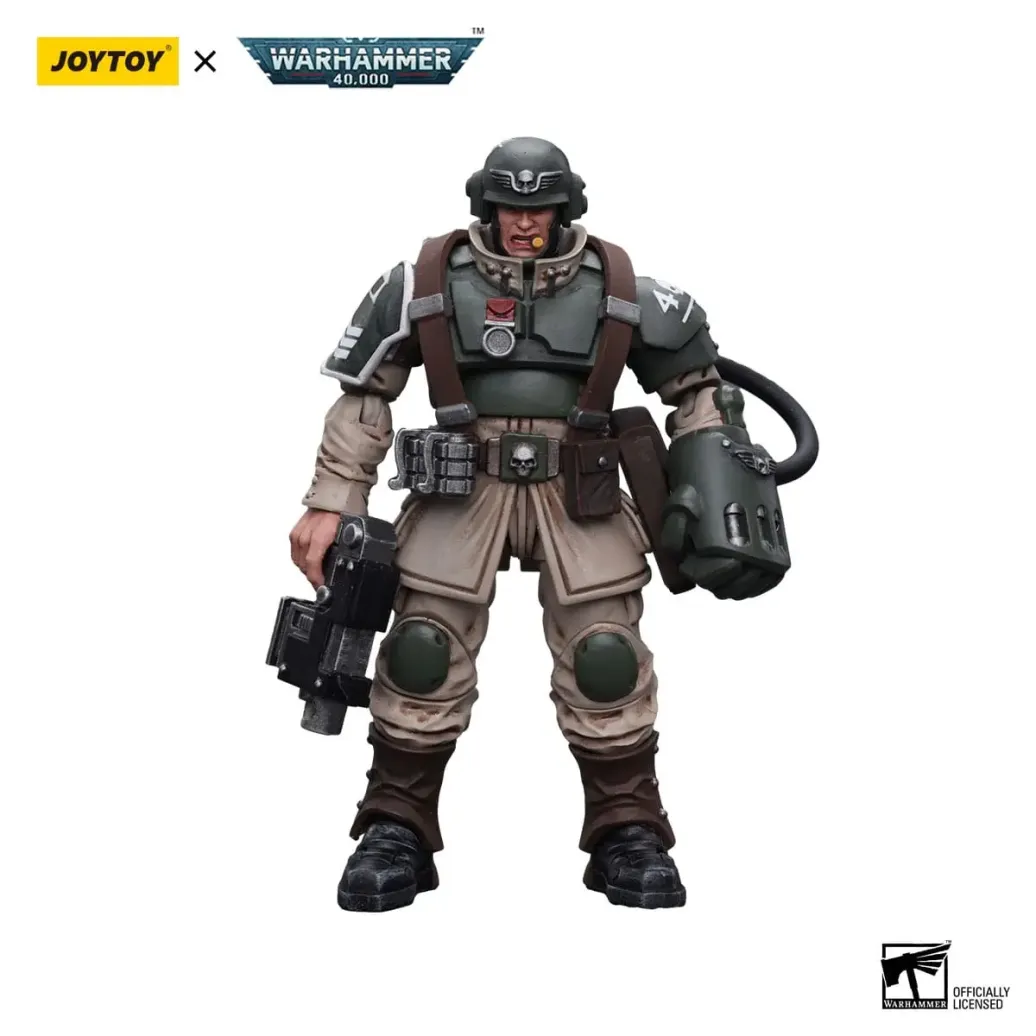 Warhammer 40k Actionfigur 1/18 Astra Militarum Cadian Command Squad Veteran Sergeant with Power Fist 12 cm