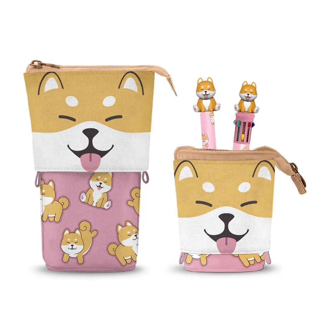 Oh My Pop! Pop Up Federmäppchen mit Zehnfarbkugelschreiber & löschbarem Gelstift Shiba