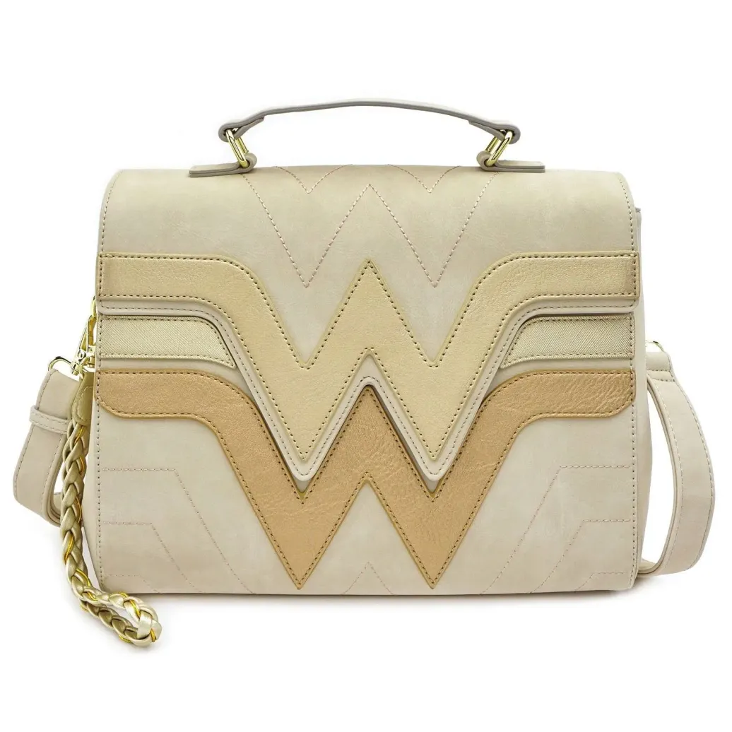 Wonder Woman Golden Logo Umhängetasche Beige by Loungefly