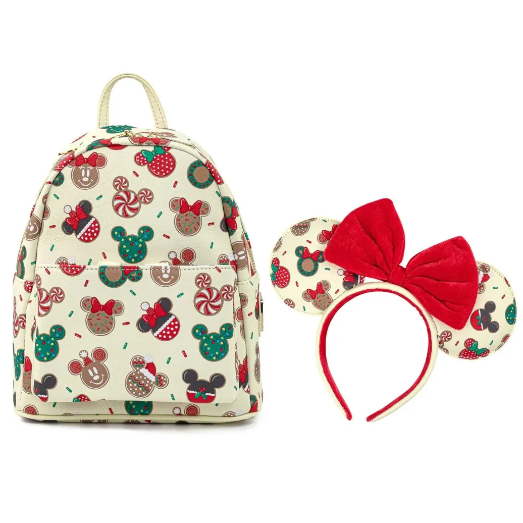 Disney Minnie Mouse M&M Christmas Cookies POP! by Loungefly Rucksack & Haarreif Set