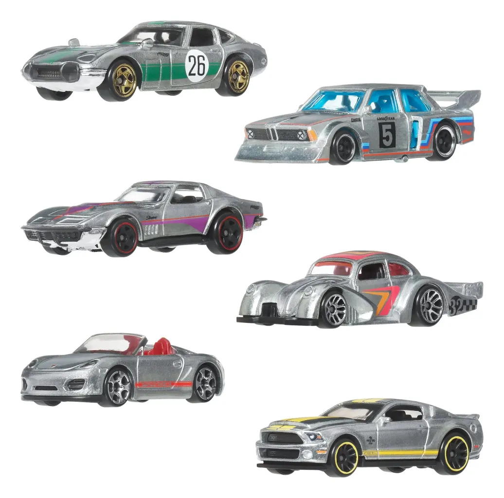 Hot Wheels Silver Series Die-Cast Fahrzeuge 6er-Pack 1/64 ZAMAC