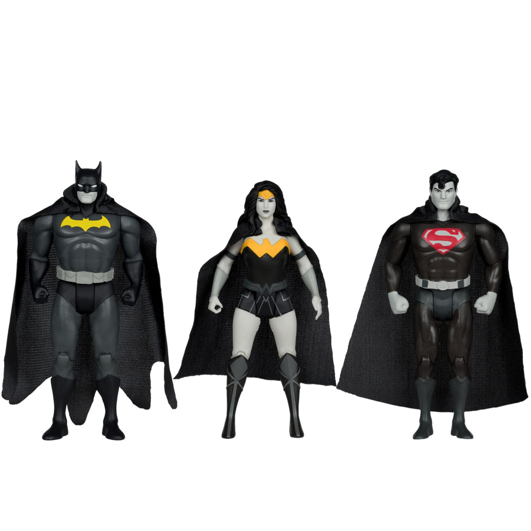 DC Direct Super Powers Actionfiguren Batman, Superman & Wonder Woman Black & White Accent Edition Gold Label 13 cm