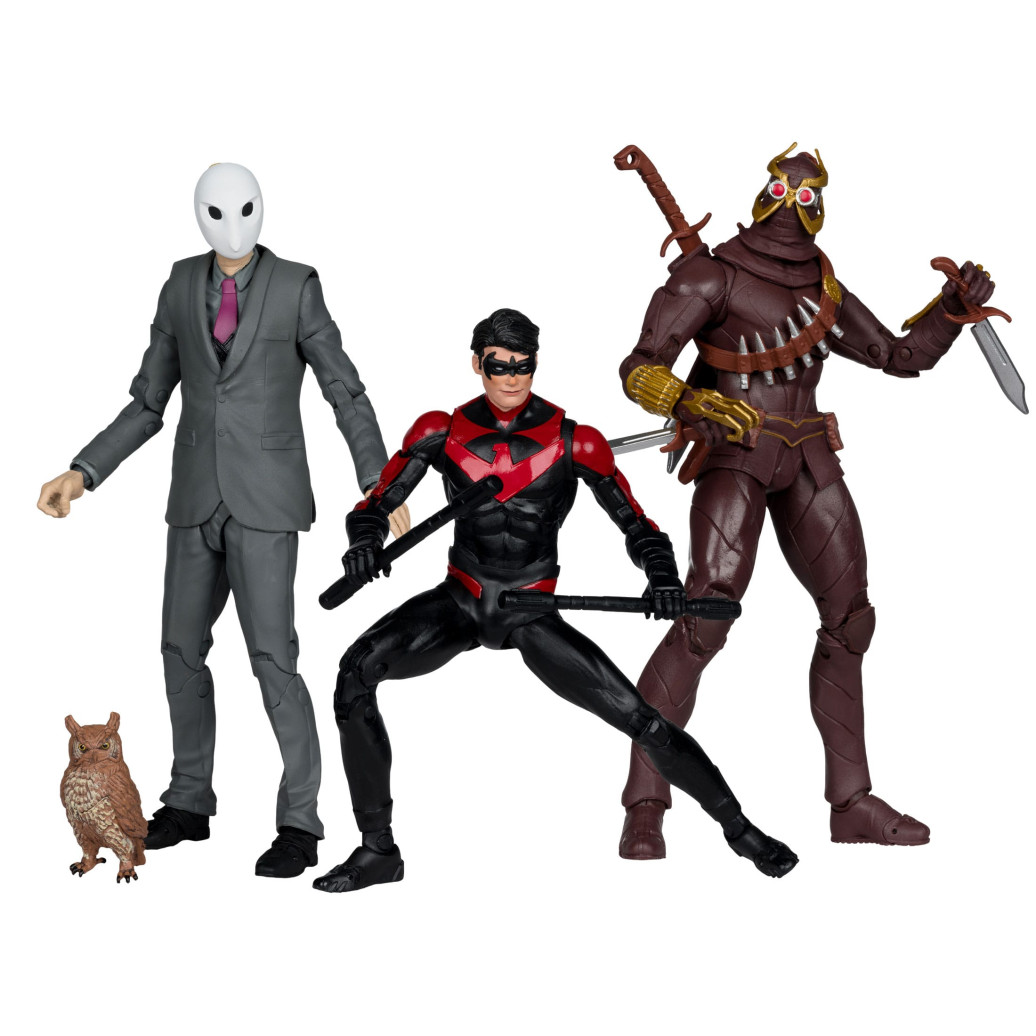 DC Multiverse Actionfiguren 3er Pack Nightwing vs. Talon & Owl (Batman: The Court of Owls) (Gold Label) 18 cm